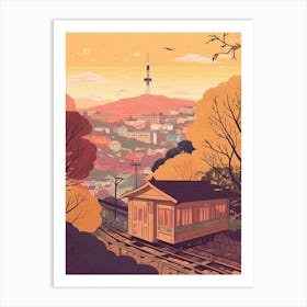 Seoul South Korea Travel Illustration 3 Art Print