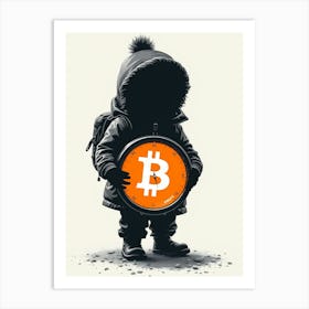 Bitcoin Child Holding Compass Art Print