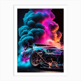 Nissan Sports Car Muscle Smoke Drift Retro Racing vintage classic Car Art Print