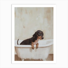 Dachshund In Bathtub Art Print