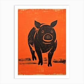 Pig, Woodblock Animal Drawing 4 Art Print