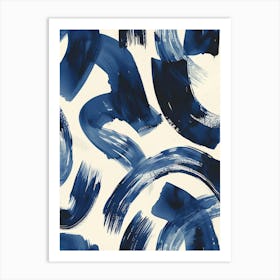 Blue Brushstrokes 3 Art Print