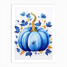 Australian Blue Pumpkin Watercolour Illustration 3 Art Print