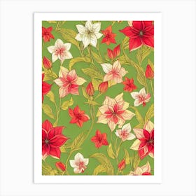 Amaryllis Repeat Retro Flower Art Print