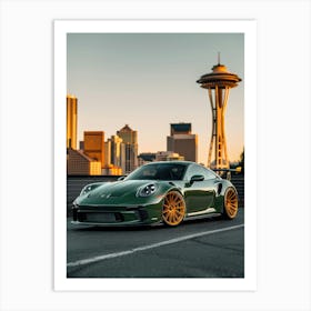 Green Porsche 911 Gts Art Print