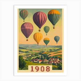 Aihrgdesign A Vintage Travel Poster Of A 1908 Hot Air Balloon 2be945be 01f1 42ac 8150 D8681e98479c 1 Art Print