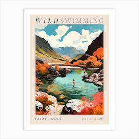 Wild Swimming At Fairy Pools Isle Of Wight Poster Art Print