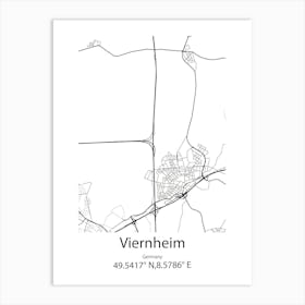 Viernheim,Germany Minimalist Map Art Print