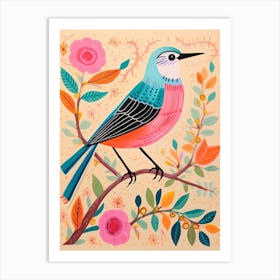 Pink Scandi Mockingbird 3 Art Print