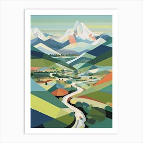 Mountains And Valley   Geometric Vector Illustration 2 Art Print