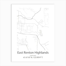 East Renton Highlands,United States Minimalist Map Art Print