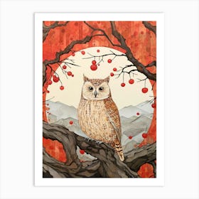 Bird Illustration Eastern Screech Owl 4 Art Print