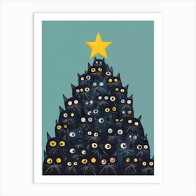 Christmas Tree With Cats Art Print