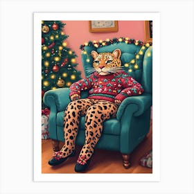 Christmas Leopard Art Print