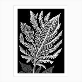 Spruce Needle Leaf Linocut 2 Art Print
