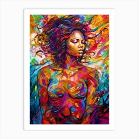 The Art Of Her - Woman With Colorful Hair Art Print