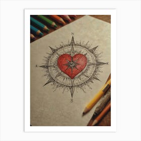 Heart Compass 12 Art Print