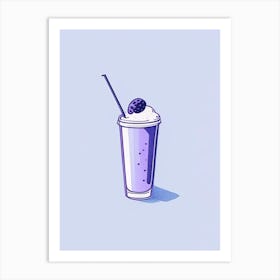 Blueberry Milkshake Dairy Food Minimal Line Drawing 1 Art Print