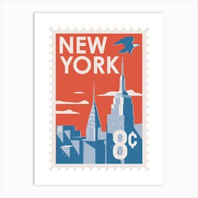New York City Stamp Red Art Print