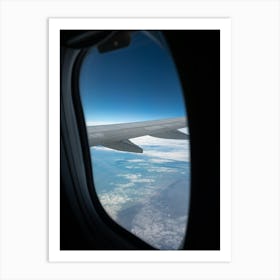 Window seat, coastal airplane view of Ile d'Yeu - France coast - ocean travel photography by Christa Stroo Photography Art Print