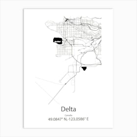 Delta,Canada Minimalist Map Art Print