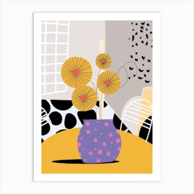 Yellow Flowers In A Vase Modern Art Print