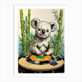 Koala At The Turntable Art Print