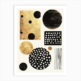 Black And Gold Polka Dots Art Print