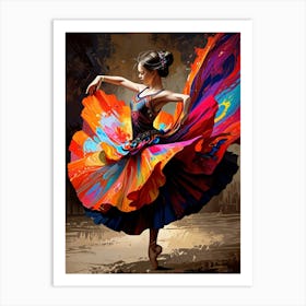 Dancer In Colorful Dress Art Print