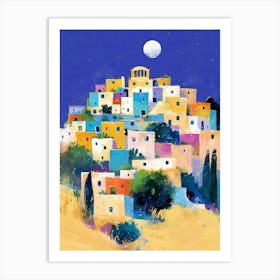 Greece At Night Art Print