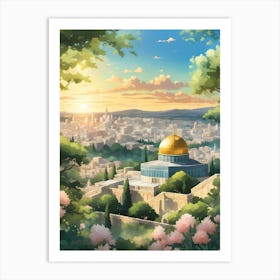 Anime Style By Makoto Shinkai Studio Beautiful City Of Jerusalem Golden Jerusalem Gold Dome Of T 32603152 1 Poster