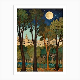 William Morris Moonlight In The Park Art Print