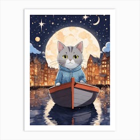 Cat In A Boat Art Print