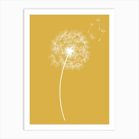 Minimalist Dandelion Print Yellow Art Print