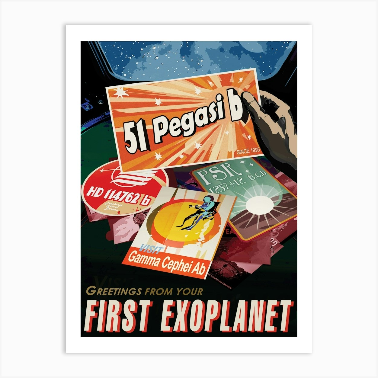 NASA, Vintage Style Space Poster, Exoplanet, Colorful Poster