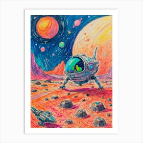Spaceship On Mars 1 Art Print