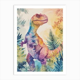 Pastel Rainbow Allosaurus Dinosaur 1 Art Print