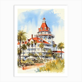 Hotel Del Coronado   Coronado, California   Resort Storybook Illustration 1 Art Print