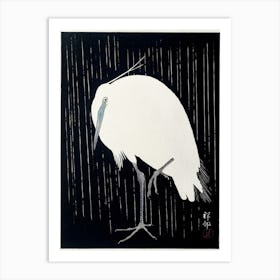 Egret In The Rain, Ohara Koson Vintage Japanese Art Print