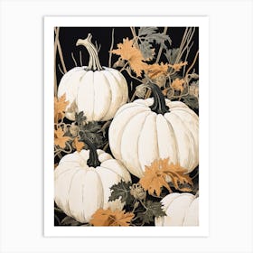 Black White And Gold Pumpkins 1 Art Print