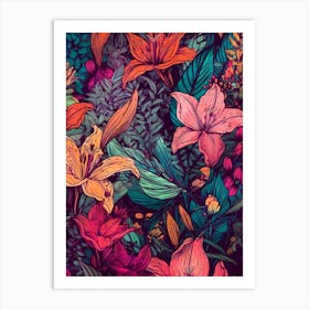 Floral Seamless Pattern flowers nature 1 Art Print