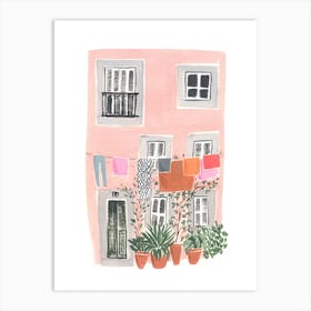 Portugal Pink House Art Print