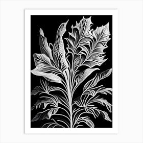 Lobelia Leaf Linocut 1 Art Print