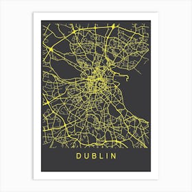 Dublin Map Neon Art Print