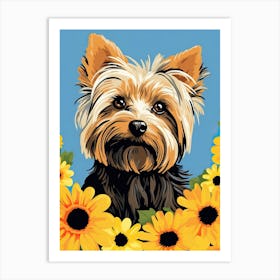 Yorkshire Terrier Portrait With A Flower Crown, Matisse Painting Style 2 Art Print