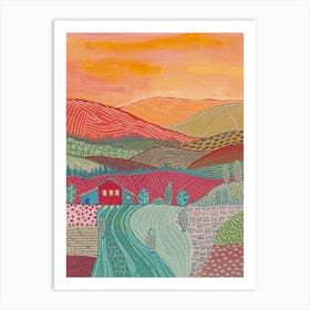 Warm Landscape And Farm House Art Print