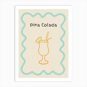 Pina Colada Doodle Poster Teal & Orange Art Print