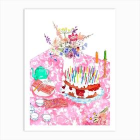 Birthday Tea Party Pink Art Print