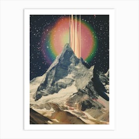 Cosmic surrealistic mountain landscape Art Print