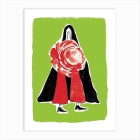 Woman With A Rose - Fashion Artwork Art Print